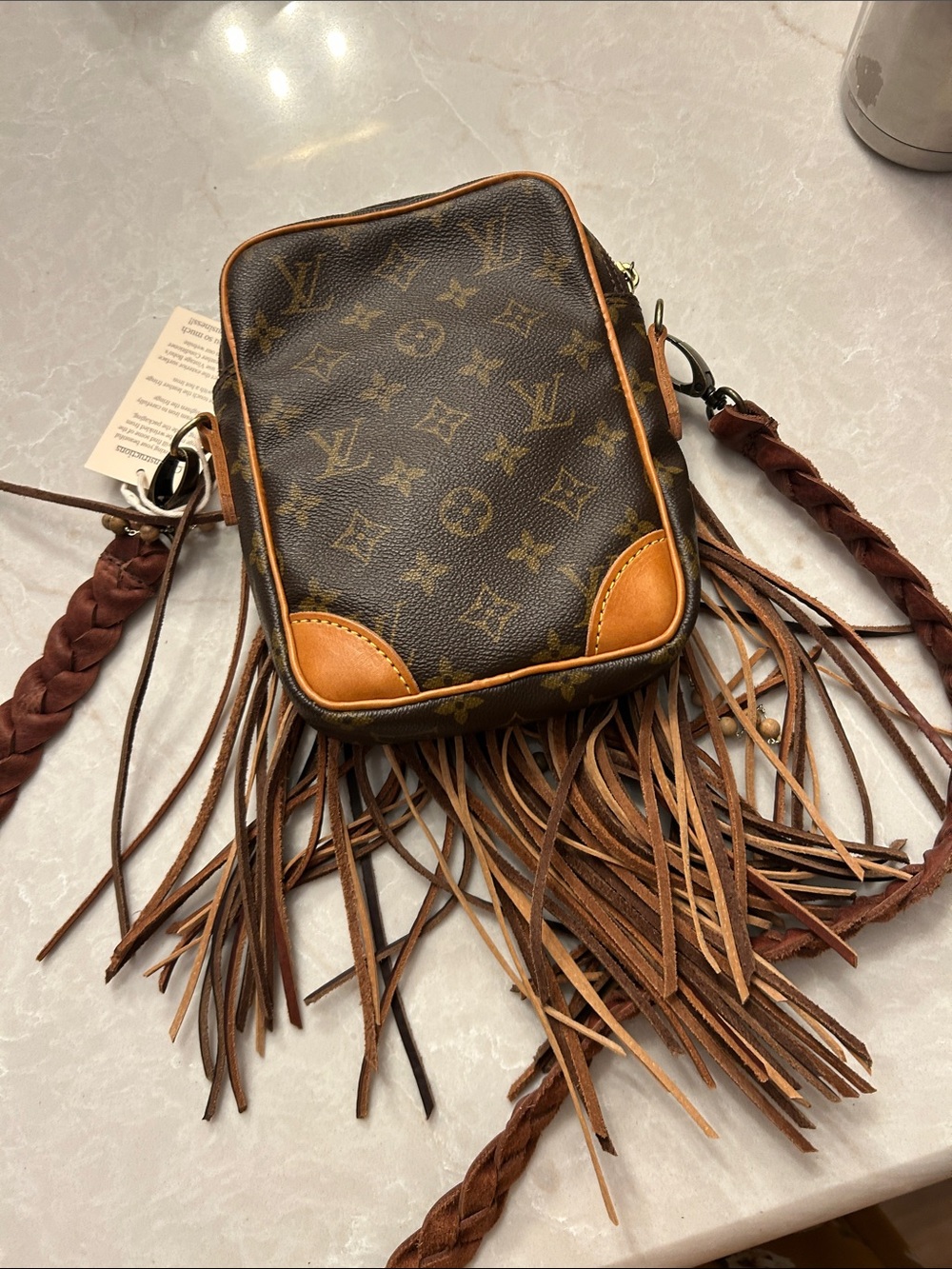 Louis Vuitton Monogram Brown Fringe Crossbody Bag with Braided Strap - Picture 2 of 6